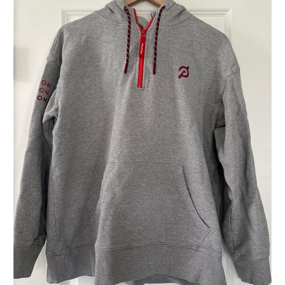Peloton TWGF Relaxed Half-Zip Cotton Gray Pullover Hoodie Y2K90s Athleisure szL